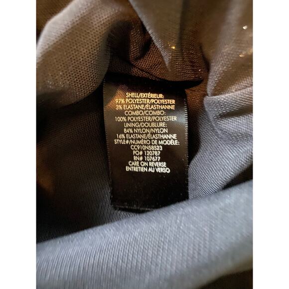 Alice + Olivia Inka Strong Shoulder Mock Neck Dress Black Silver 2 - Picture 6 of 10